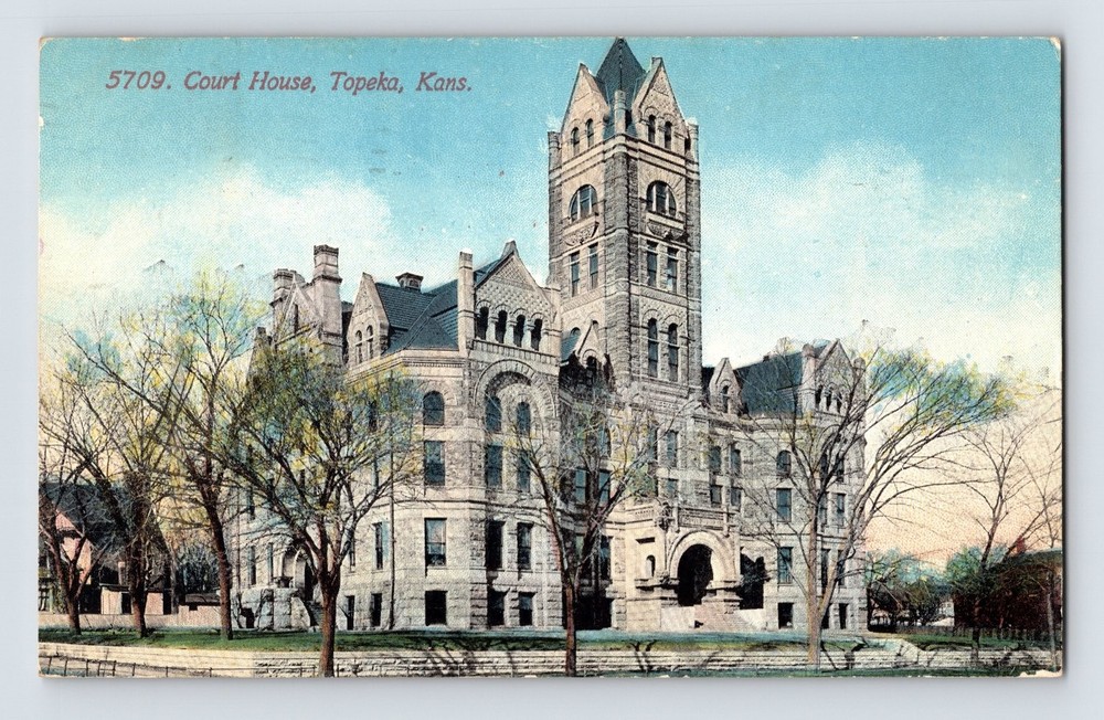 Vintage Lithograph Postcard Court House Topeka Kansas Early 1900s