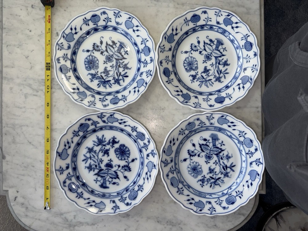 Meissen Blue Onion Salad Plates Set of 4 Zwiebelmuster Germany Porcelain 7