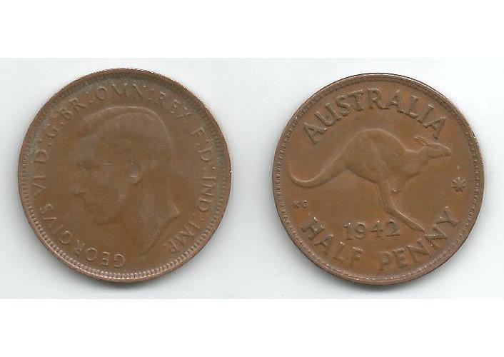 Collection of 27 Australia KM41,42 (VF) 1/2 Penny Coins (Kangaroo Design) 🇦🇺
