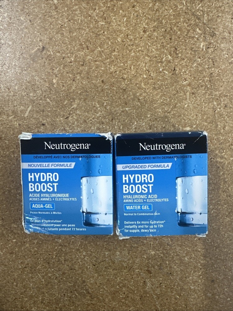 2 Pack Neutrogena Hydro Boost Hyaluronic Acid Water Gel Face Moisturizer, 1.7 oz