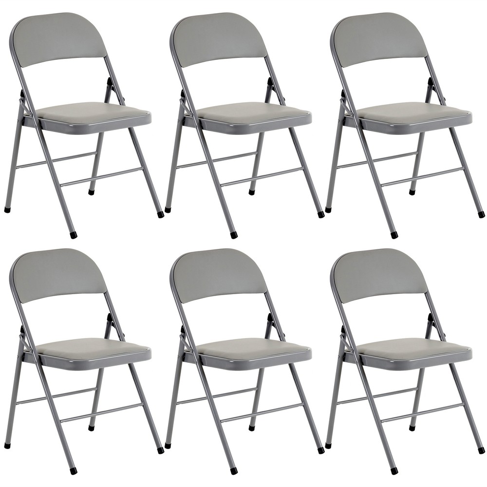 Elegant Gray Foldable PVC Iron Chairs Set of 6 for Events