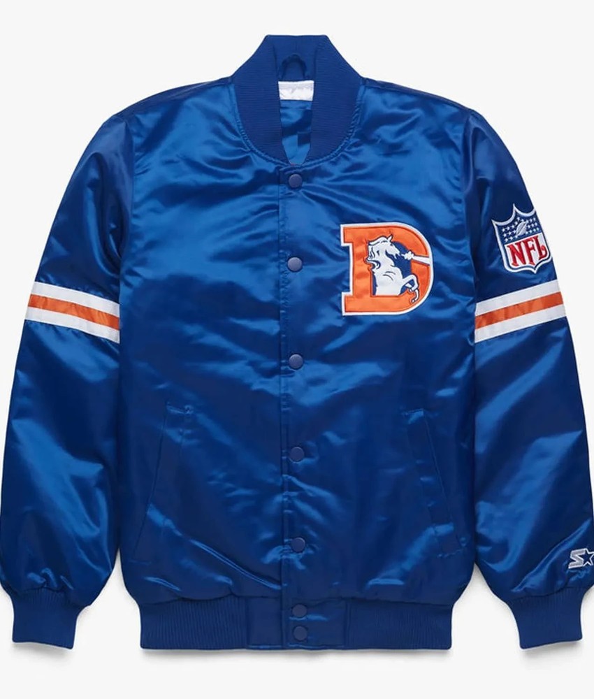 Ohio Denver Broncos Royal Blue Satin Jacket Letterman Jacket Varsity Jacket FREE