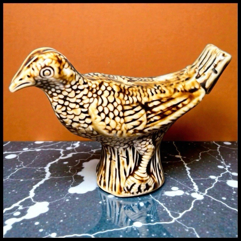 Antique 19th Century English Staffordshire Treacle Glazed Porcelain Bird Whistle