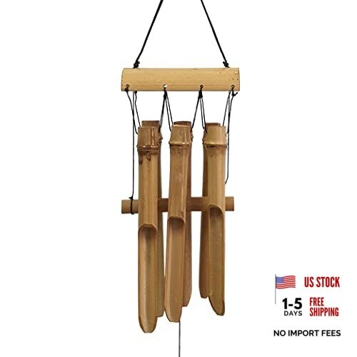Bamboo Wind Chime Outdoor, 6 Small Bamboo Bell Tubes for Outdoor or Indoor