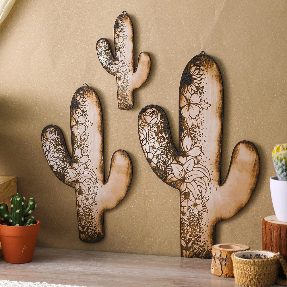 3 Pieces Aztec Cactus Wall Decor Hanging Western Wall Decor for Home Southwest F