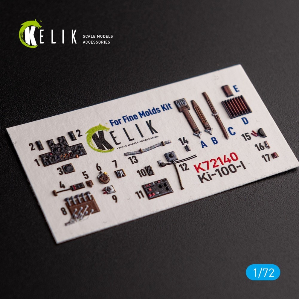 KeliK Ki-100-I Cockpit 3D Interior Decals for Fine Molds Kit 1/72 K72140