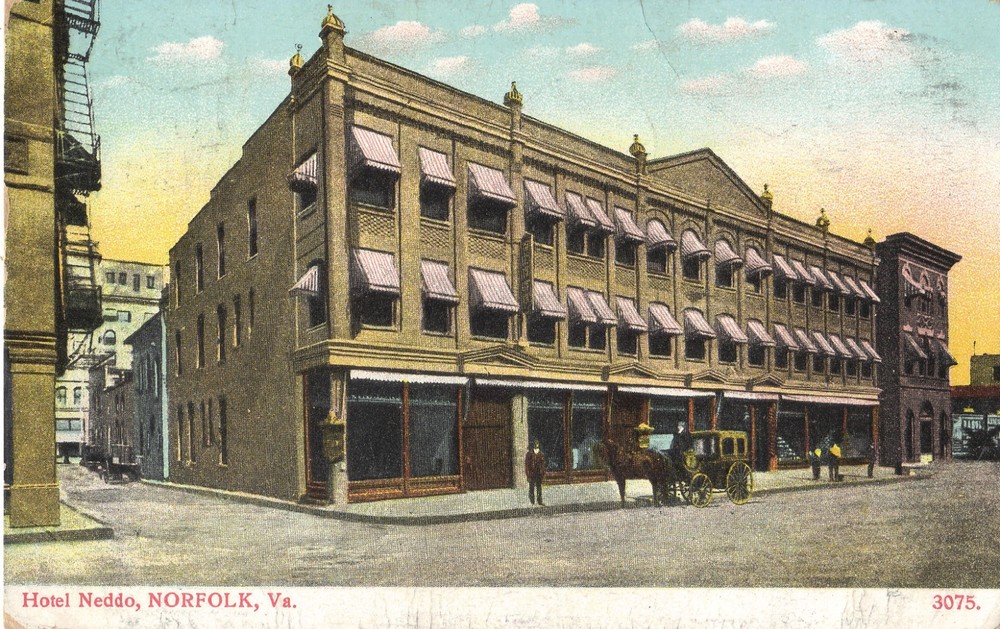 Norfolk, Virginia 1907 UDB Postcard Hotel Neddo Horse and Carriage