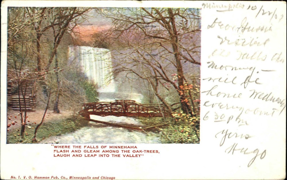 Minnehaha Falls Minneapolis Minnesota MN VO Hammon UDB mailed 1907