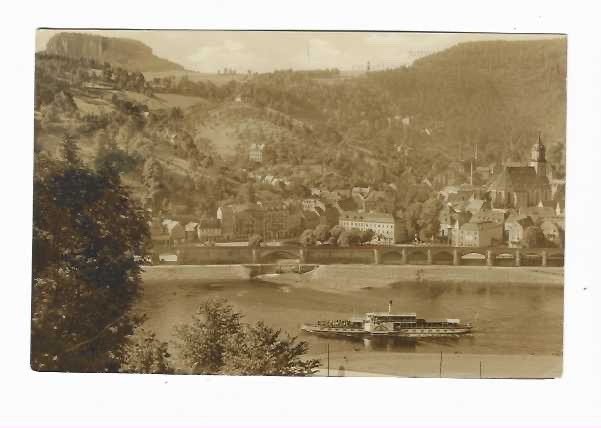 GDR AK Königstein Elbe paddle steamer Young Pioneer (1898) built Dresden 1960