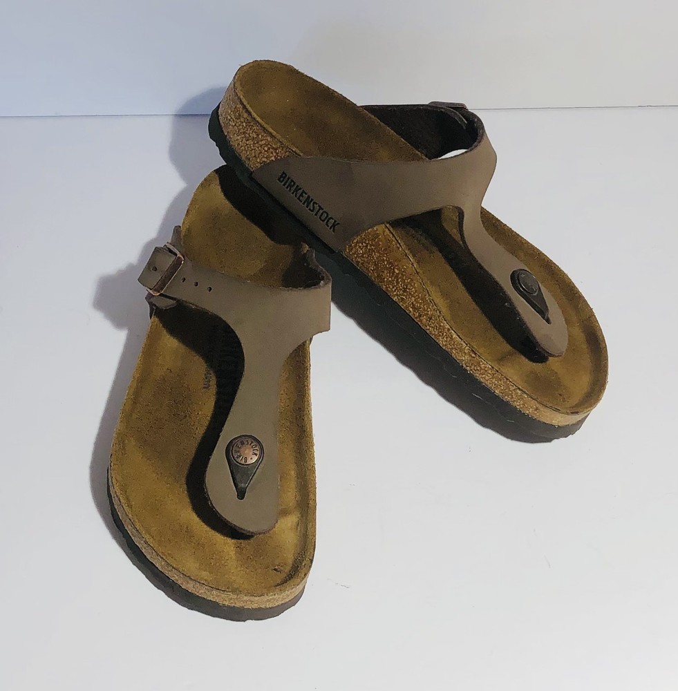 Birkenstock Gizeh 230 Mocha Brown Birko Flor Slip on Thong Sandals Size 36 L5