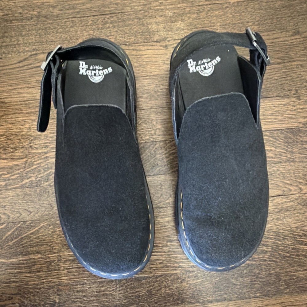 Dr. Martens ZEBZAG Black Suede Buckle Clog Men's US 10