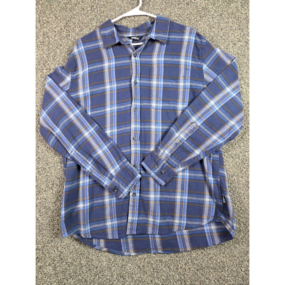 Eddie Bauer Flannel Shirt Mens XL Blue Plaid Long Sleeve Cotton Button Down