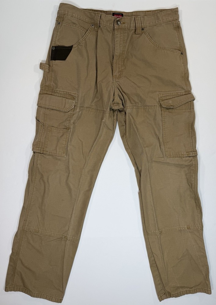 Wrangler Riggs Workwear Cargo Pants Men’s 36x34 Khaki Ripstop Workwear Utility