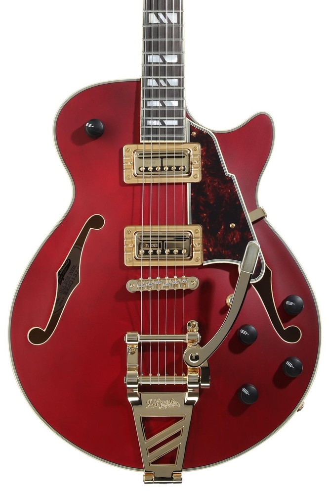 D'Angelico Deluxe Bob Weir 3 Semi-Hollow Electric Guitar Satin Trans Wine