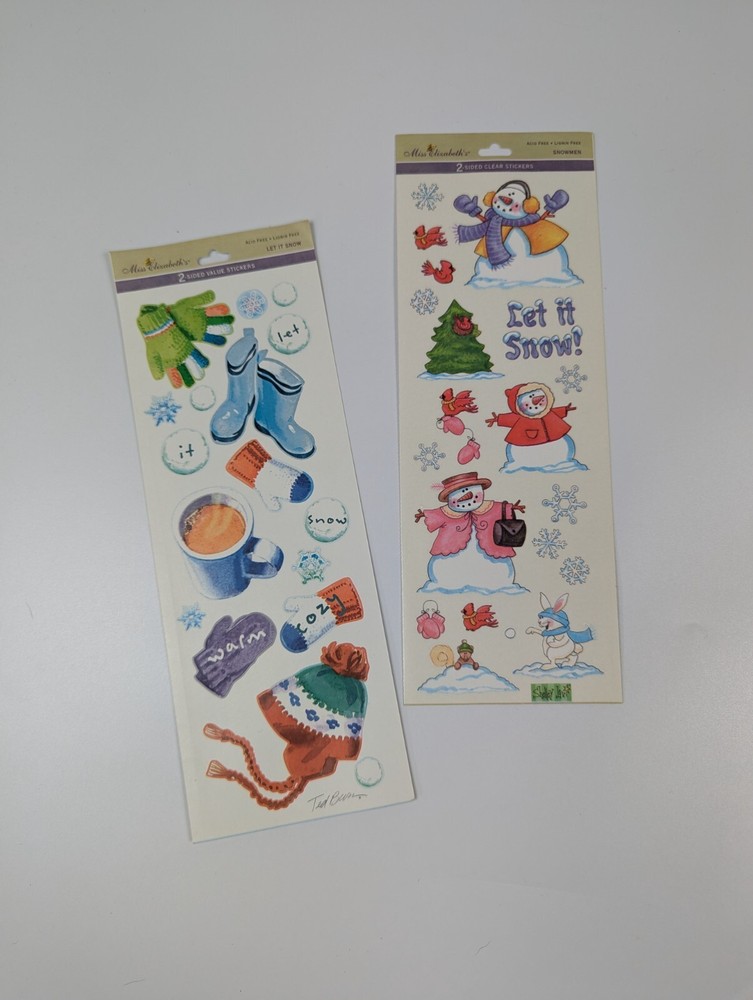 Miss Elizabeth's Acid Free Winter Stickers Let It Snow Snowmen Scrapbooking-image
