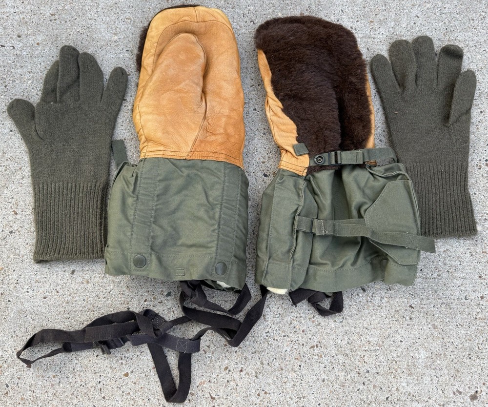 US Military Olive Green Solid Arctic Extreme Cold Weather Mittens M-1949 Mint!