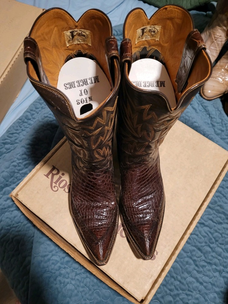 Vintage Justin Algonquin Alligator Skin Cowboy Boots Men's Size 10D