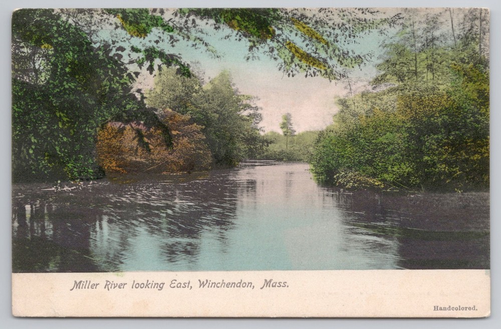 Miller River Looking East, Winchendon Massachusetts MA Rotograph c1907 Postcard