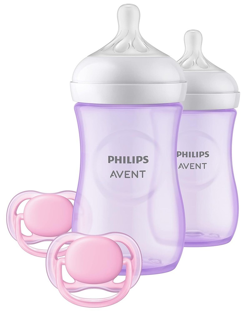 Philips AVENT Natural Baby Bottle with Natural Response Nipple, Purple Baby Gift