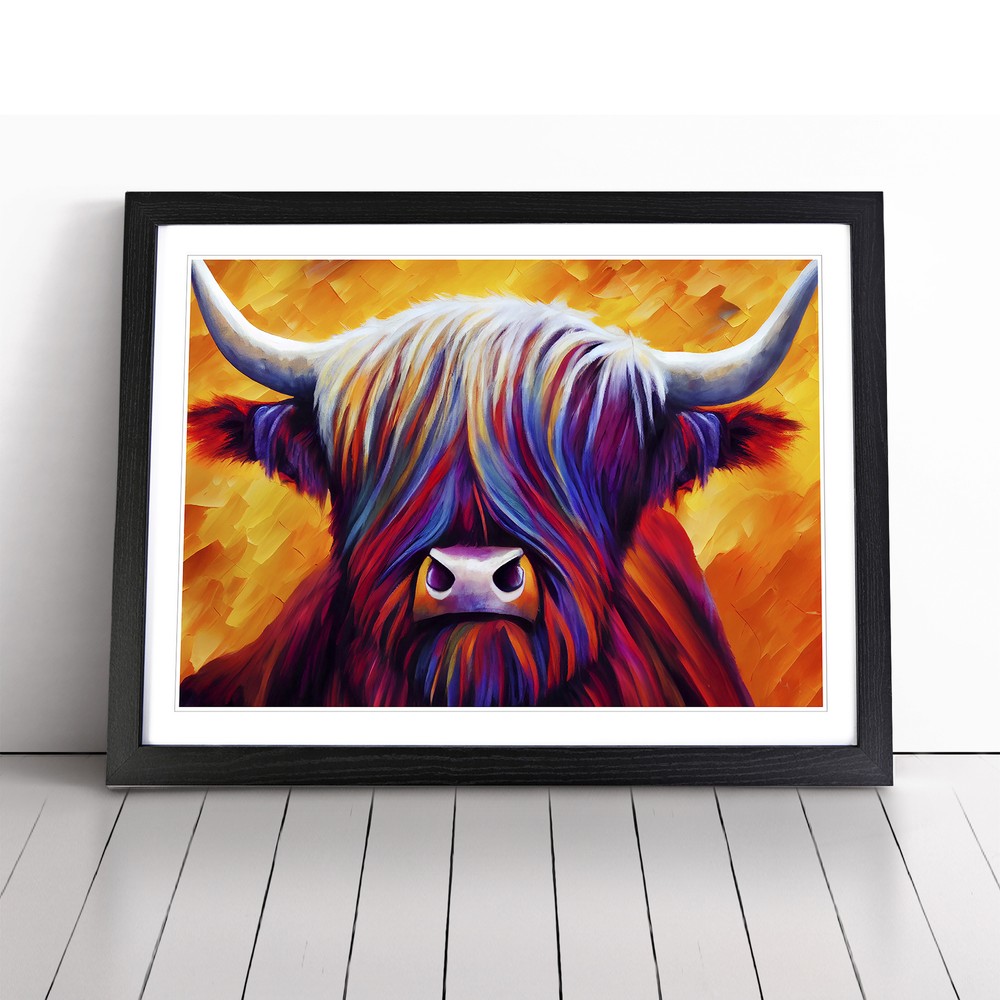 Highland Cow Vol.4 Abstract Framed Canvas Wall Art Print Poster Picture