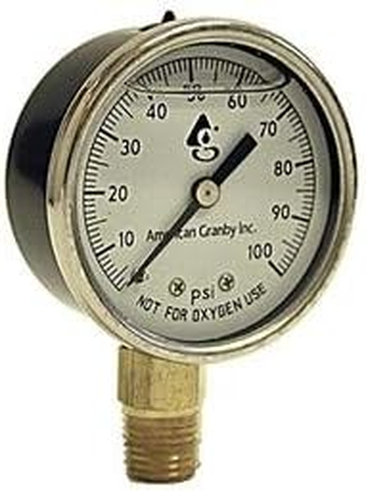 Water Well Pump Liquid Filled Side Lower Mount Pressure Gauge 0 to 100 PSI, 1/4