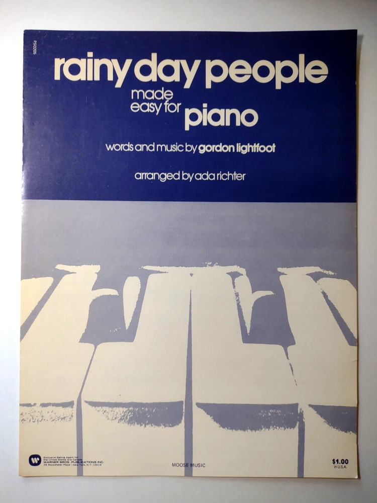 Rainy Day People Sheet Music 1975 Gordon Lightfoot Easy For Piano Ada Richter