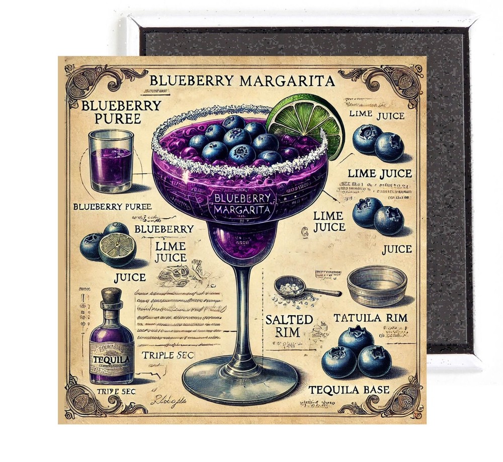Blueberry Margarita FRIDGE MAGNET sign advertisement