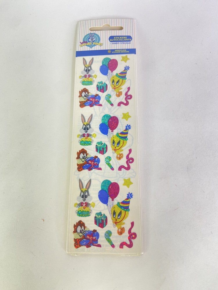 VTG Sandylion Tweety Bird Baby Looney Tunes 1 Sticker Sheet Prismatic Birthday