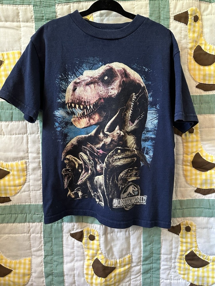 Boys Navy Jurassic Park T-shirt Size Medium 5/6 Shirt Dinosaur trex