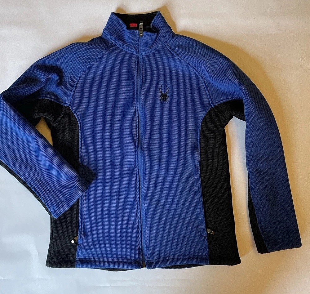 Mens Spyder Foremost Full Zip Heavy Weight Core Sweater Jacket Size M Blue Black