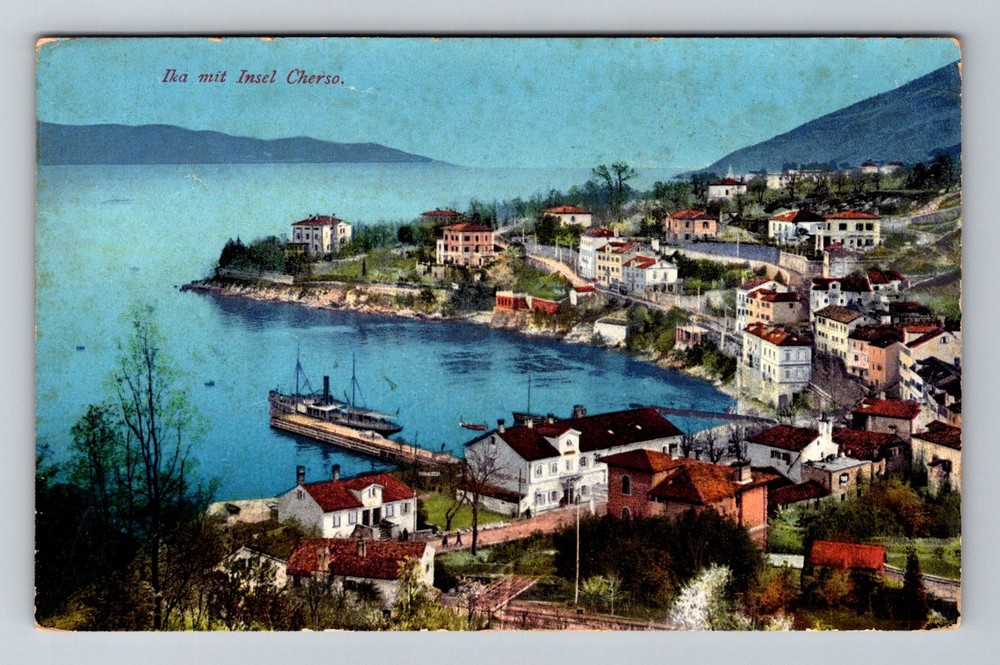 Croatia- Ika Historic Fishing Village Steamer In Dock Old Post Vintage Postcard