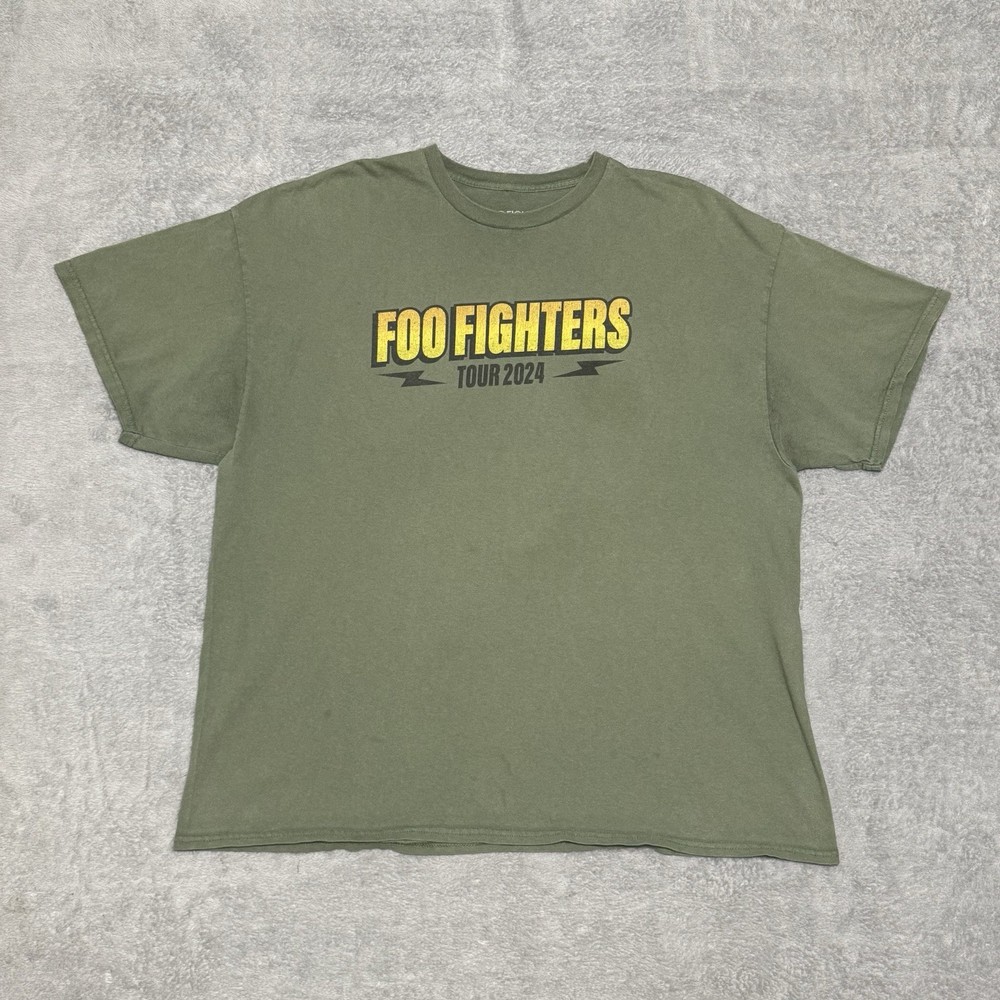 Foo Fighters Everything Or Nothing At All Tour 2024 T Shirt Olive XL Distressed