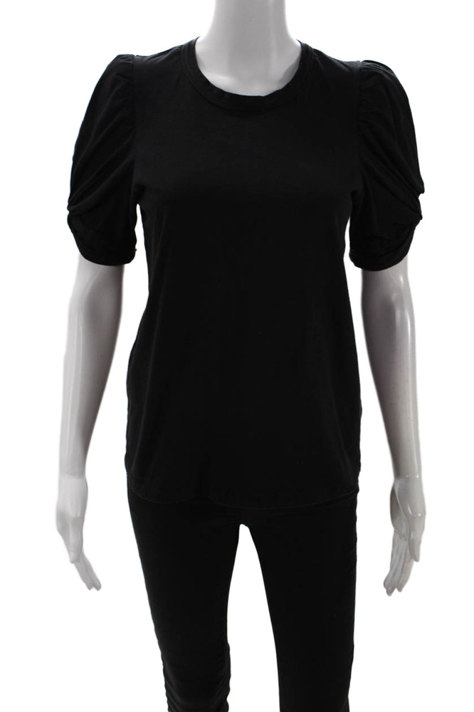 ALC Womens Basic Black Cotton Crew Neck Short Sleeve T-Shirt Size SFree Shipping in US $100+ Orders | $6.95 Orders Below