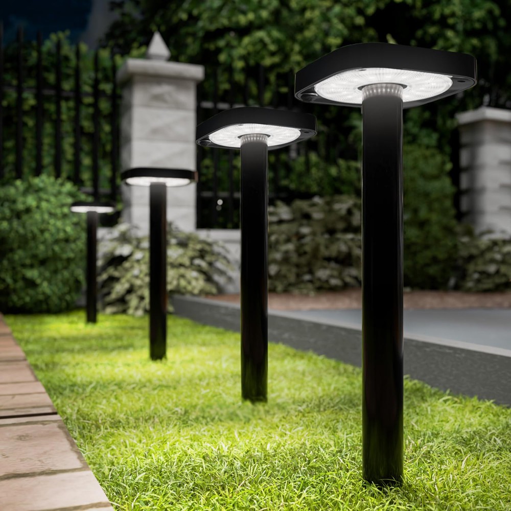 Sunco 6-Pack 2W LED Solar Square Pathway Lights for Driveway, Patio, Garden
