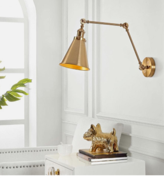 JONATHAN Y Rover 7 in. Adjustable Arm Metal Brass LED Wall Sconce