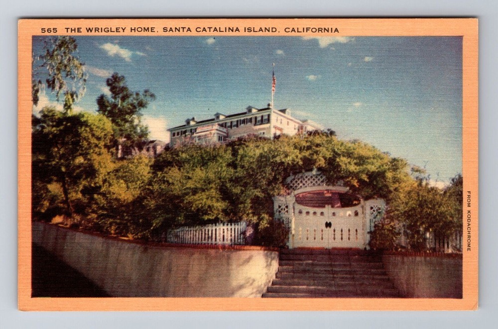 Santa Catalina Island CA-California, The Wrigley Home, Antique Vintage Postcard