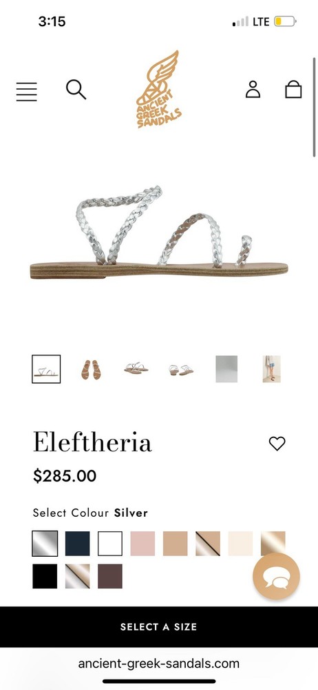 Ancient Greek Eleftheria Leather Sandals Tan And Silver Size 36 - US 6 - NEW
