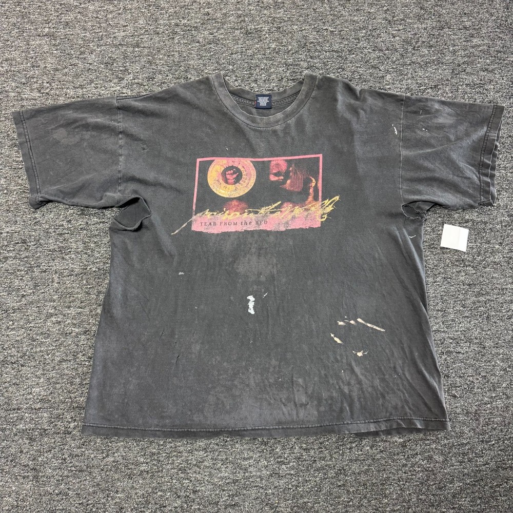 Vintage Poison The Well Tear From Red Grunge Band T-Shirt XL Sun Faded Thrashed
