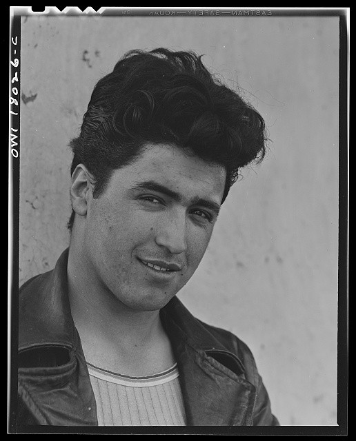 Photo:Young Man Portrait 1930s-1940s Leather Jacket Tank Top
