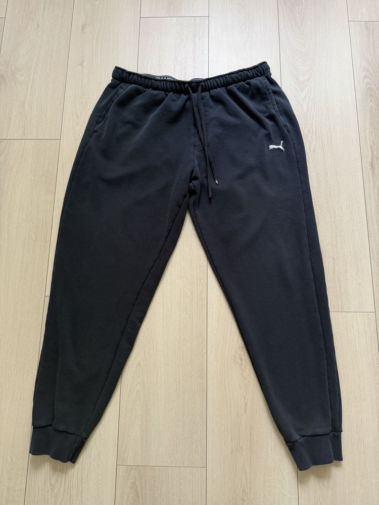 PUMA Men's Jogger Sweatpants Size XXL Black Fleece Drawstring Tapered