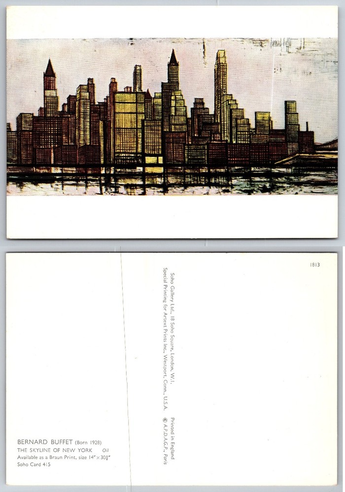 Bernard Buffet THE SKYLINE OF NEW YORK Art Postcard Soho Gallery