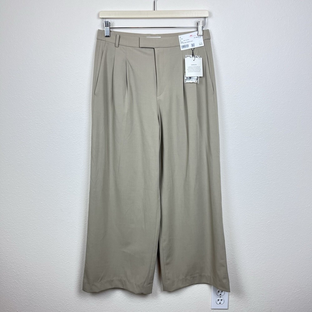 Uniqlo X Clare Wright Keller Pants Womens Small Crop Wide Straight Wool Blend