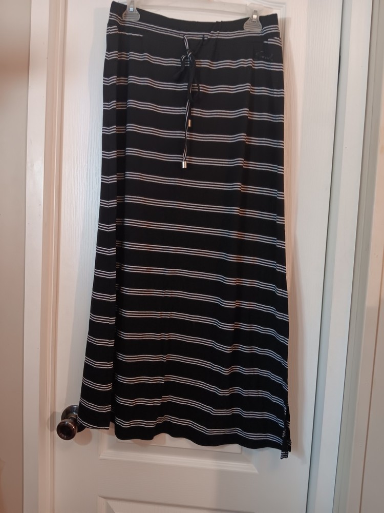 Seven7 Women's Maxi Skirt Drawstring Waist Size L Black
