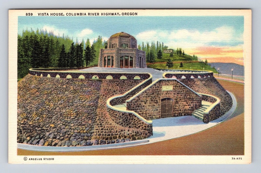 Crown Point OR-Oregon, Vista House, Antique Vintage Souvenir Postcard