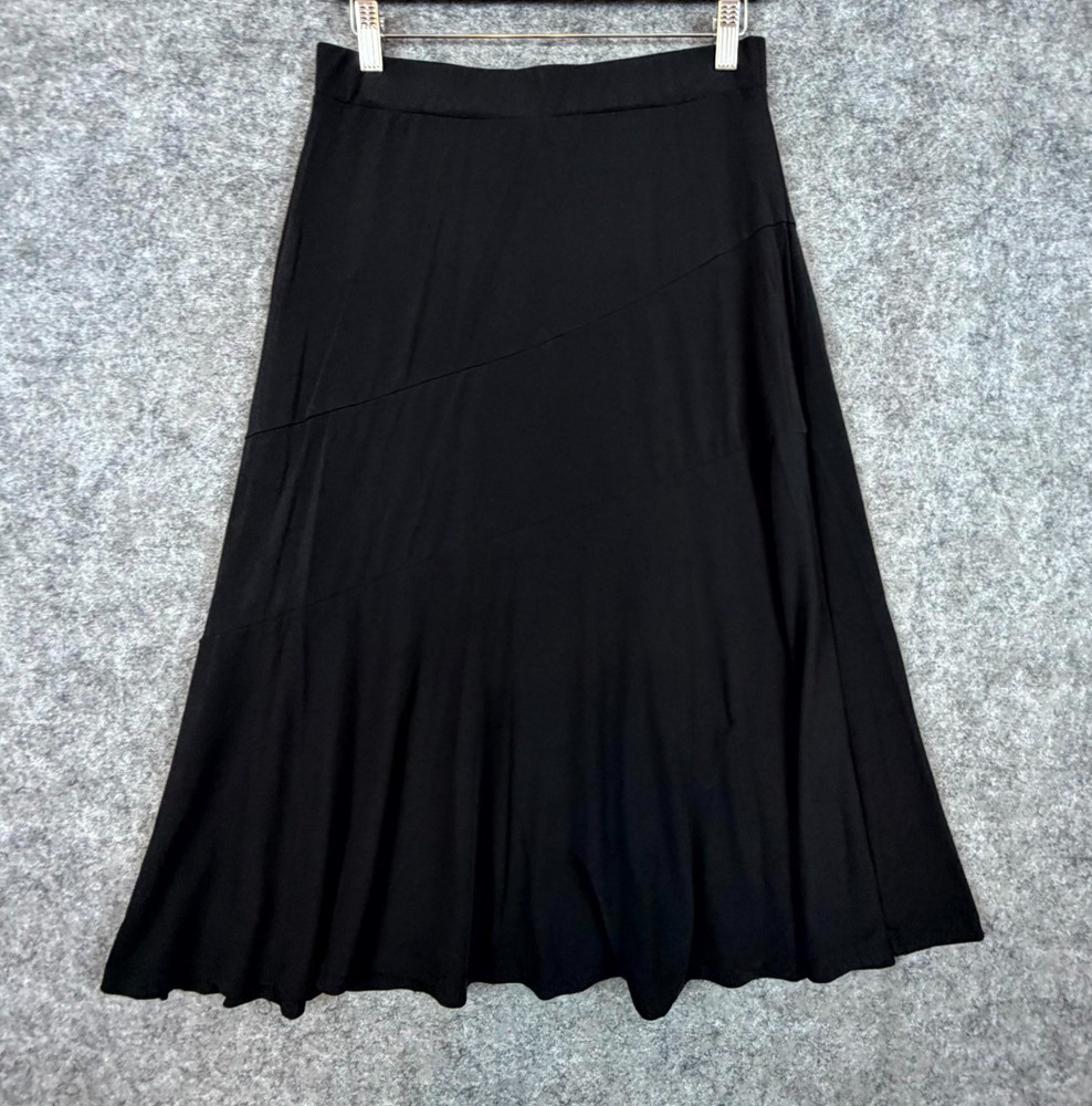 JM Collection A-Line Midi Skirt Womens Small Black Stretch Elastic Waist Career