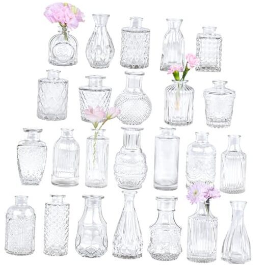 Glass Bud Vase Set of 24, Small Clear Flower Vases for Centerpieces 24pcs-clear