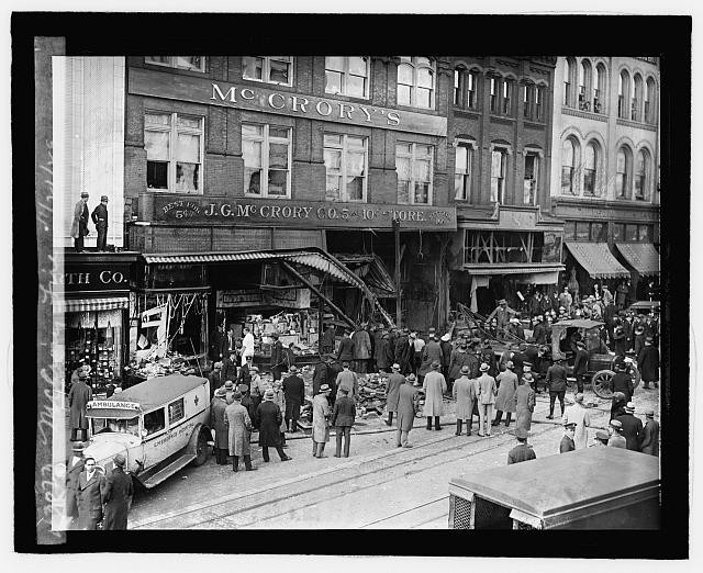Photo:McCrorys Store Fire Crowd Ambulance November 21 1929