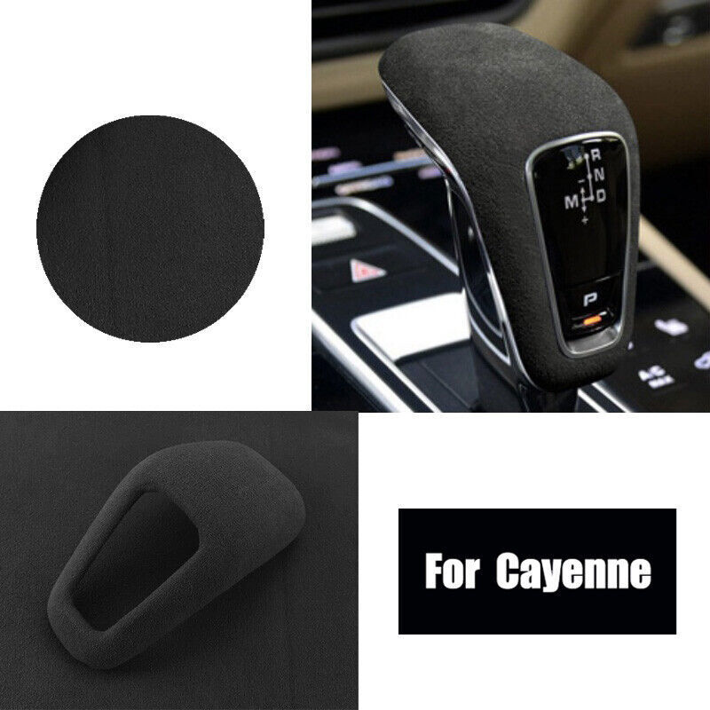 Gray Suede Leather Shift Knob Cover for Porsche Cayenne 2018-2023 Models
