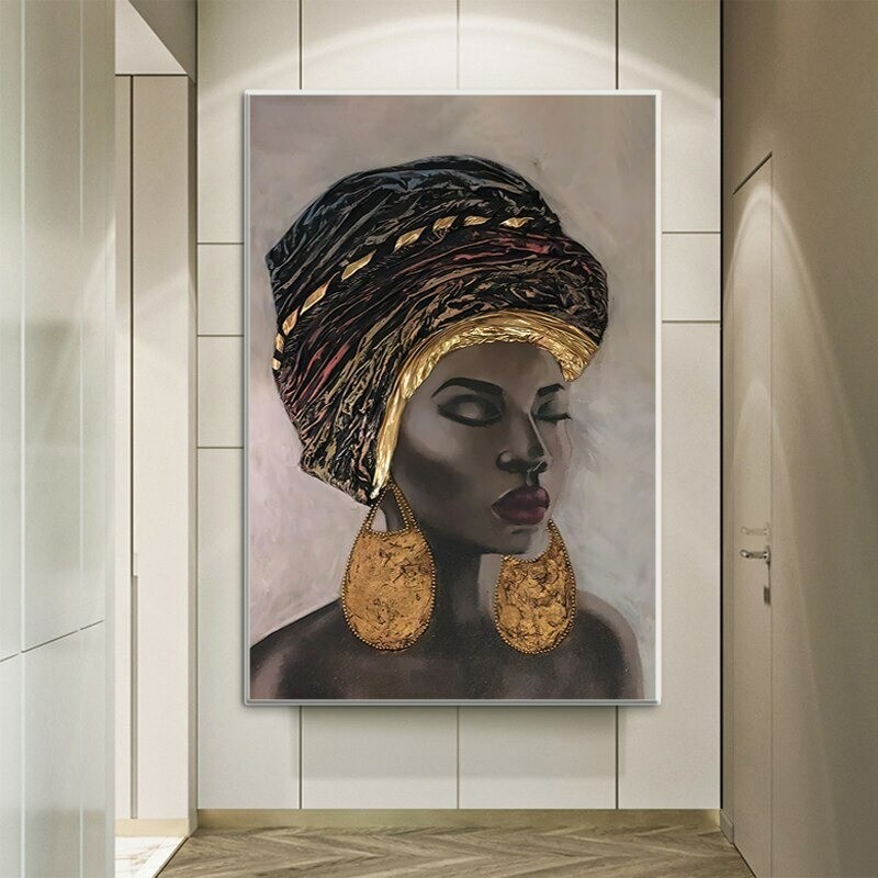 Canvas Painting African Black Woman Abstract Wall Art Pictures Poster Modern Art