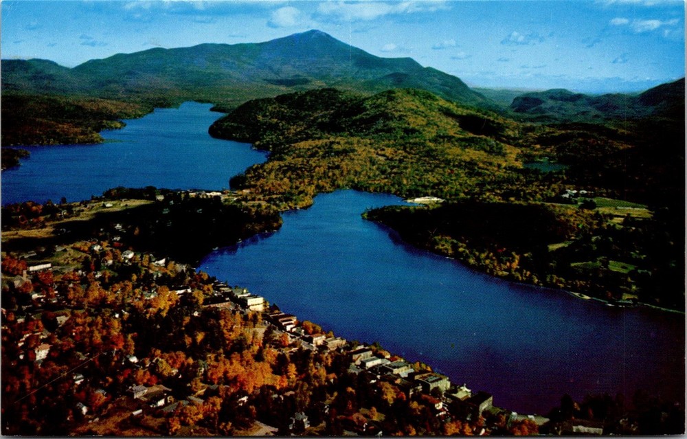 Dr Jim Stamps Postcard Aerial View Lake Placid New York